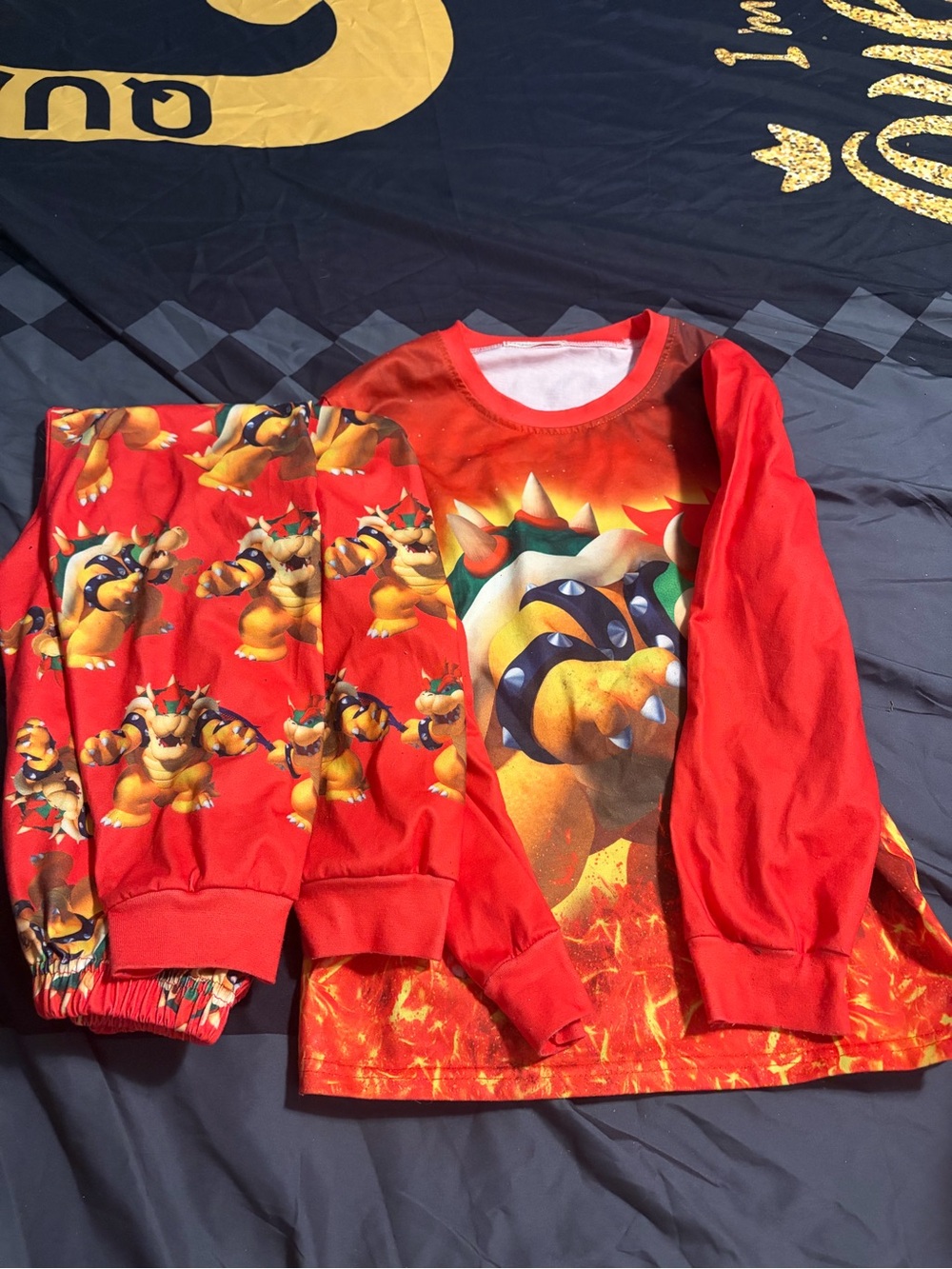 Kids Red Bowser Graphic Pajama Set